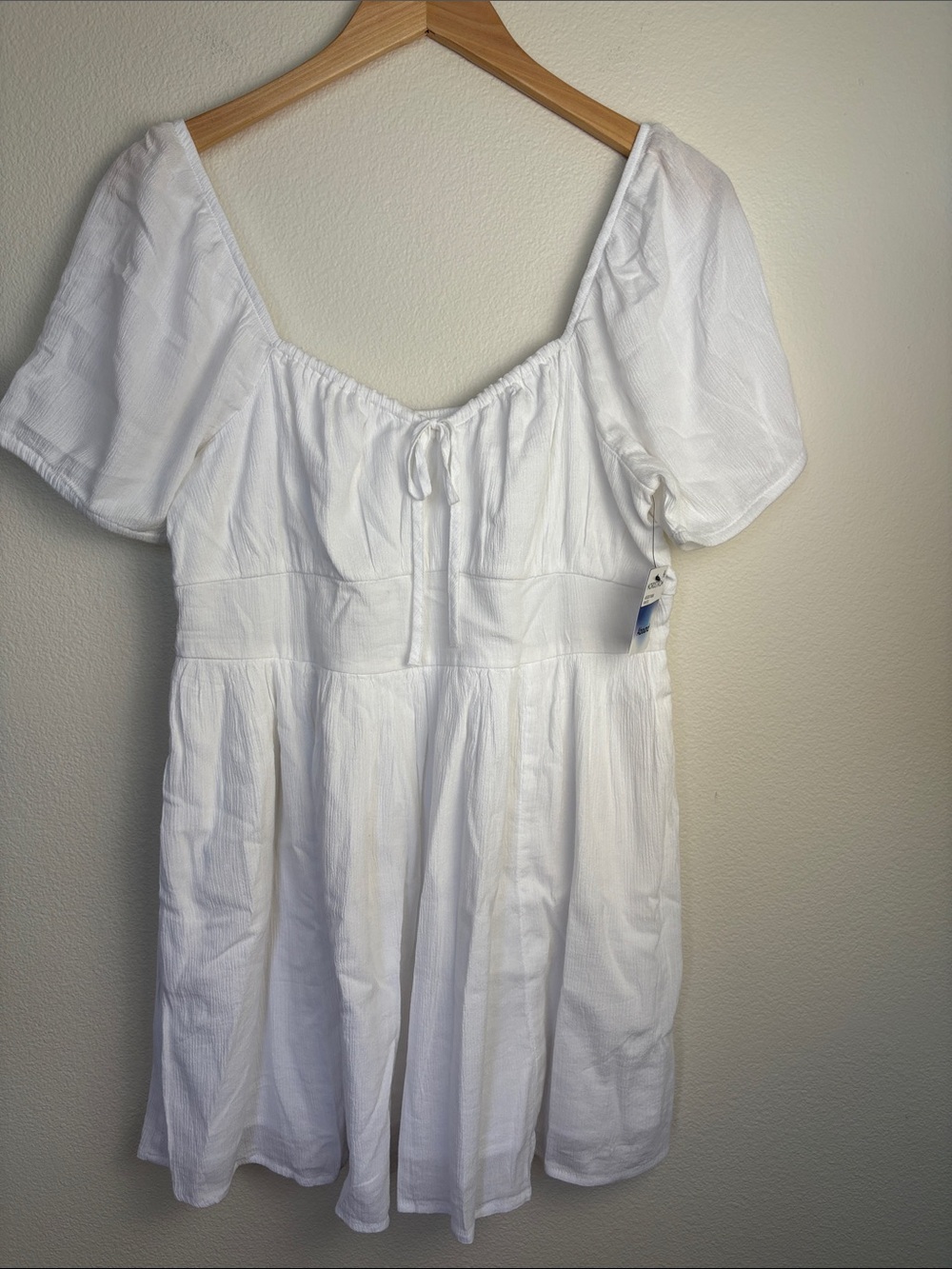 NWT Abound Nordstrom White Puff Sleeve Milkmaid Cottagecore Mini Dress - L